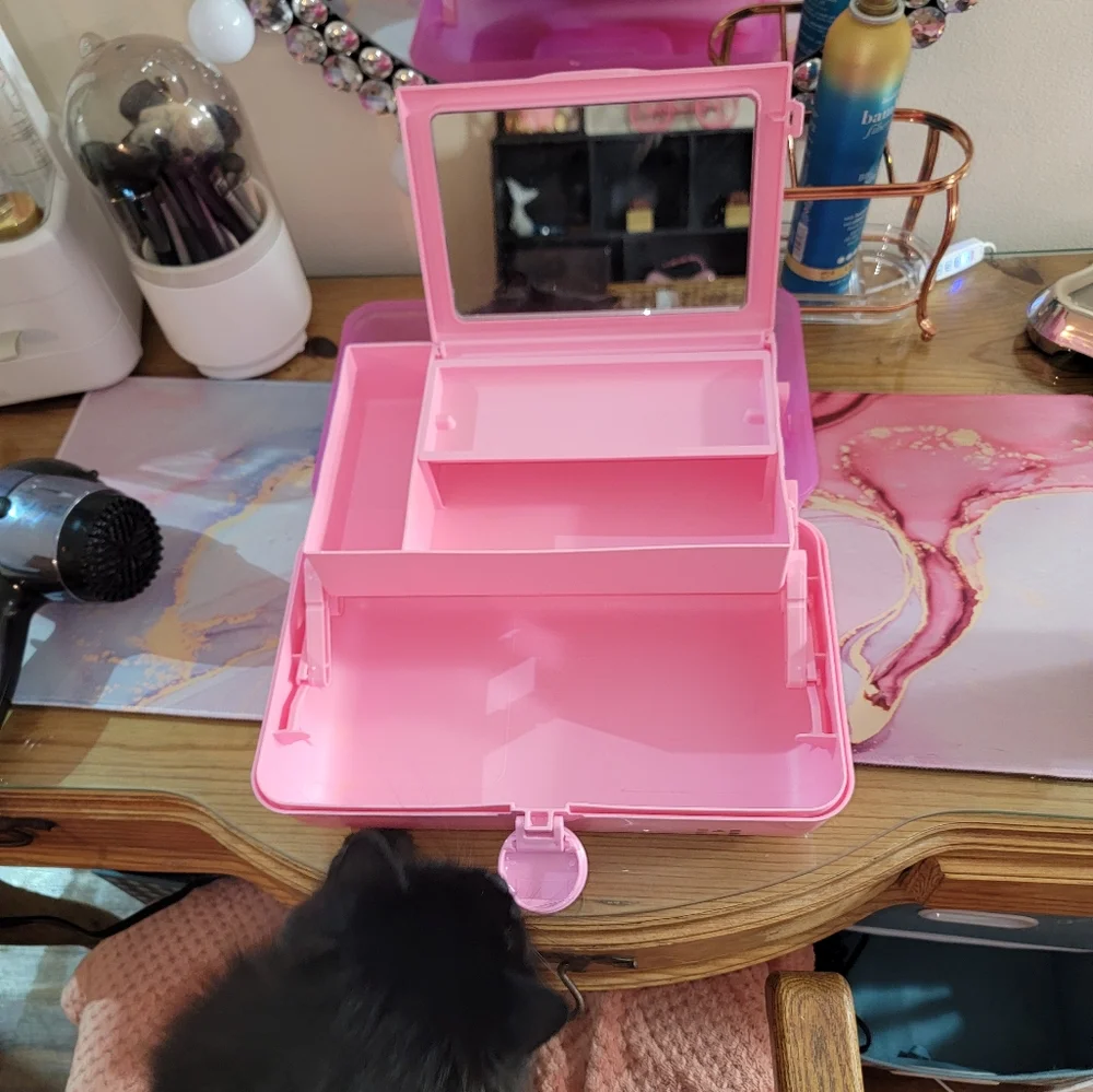 Pretty Pink Large Caboodles Makep Case Organizer with mirror!
